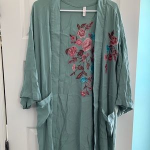 Japanese Mint Floral Kimono